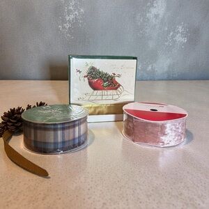 Christmas Bundle - Christmas Cards and Two Rolls Of Wired Ribbon